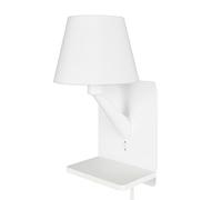 Trio Leuchten Applique murale COMFORT 262670131, Métal blanc mat, Abat-jour blanc, Champ de charge inductif, Prise de charge USB