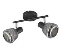 Trio Leuchten Barre des spots TARIFA 862800232, Métal Noir Mat, Verre Chrome Vaporisé, excl. 2x E14