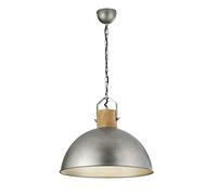 Trio Leuchten Delhi 303400167 Suspension en métal nickel mat avec douille en bois non inclus 1 ampoule E27