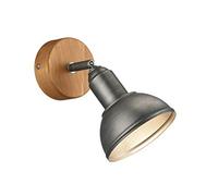 Trio Leuchten Delhi 803400167 Applique murale, en métal nickel mat antique, base en bois, sans 1 ampoule E14, 1 ampoule