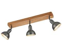 Trio Leuchten Delhi 803400367 Plafonnier en métal nickel mat antique, base en bois, sans 3 ampoules E14, poutre 3 ampoules