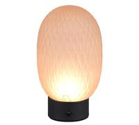 Trio Leuchten Facette 564210113 Lampe de table LED sans fil en métal noir mat et verre ambré avec LED 1,5 W, port USB, 4 touches tactiles