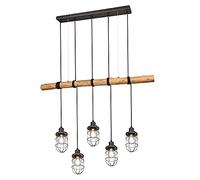 Trio Leuchten Forester 308100567 Suspension en métal nickel vieilli avec câble en tissu Noir 5 x E27