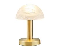 Trio Leuchten Fynn II 599110108 Lampe de table à LED en métal laiton mat et verre albâtre avec 1 LED E14 4,9 W Fonction Touch Me 4 positions de réglage 3 niveaux de luminosité Hauteur 21 cm