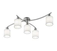 Trio Leuchten Garda 605400501 Plafonnier en nickel mat, E14, abat-jour en tissu blanc, 44,2 x 75 x 22 cm
