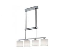 Trio Leuchten Jojo 305400401 Garda Suspension E14 Nickel mat Abat-jour en tissu Blanc 13,5 x 77 x 150 cm