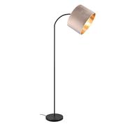 Trio Leuchten Lampadaire Julieta 419090144, métal noir mat, abat-jour beige velours/doré, excl. 1x E27