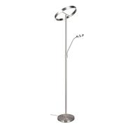 Trio Leuchten Lampadaire LED WILLIS 449510207, Métal Nickel mat, 39 + 5,5 Watt LED, Couleur de la lumière réglable, Dimmable