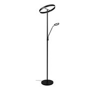 Trio Leuchten Lampadaire LED WILLIS 449510232, Noir métal mat, 39 + 5,5 Watt LED, Couleur de la lumière réglable, Dimmable