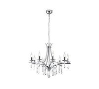 Trio Leuchten Lucerna 101600806 Lustre en métal chromé avec abat-jour en verre transparent 8 ampoules E14, Chrom