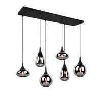 Trio Leuchten Lumina 317000632 Suspension Métal Noir Mat Verre Chrome Vaporisé Excl. 6 x E14