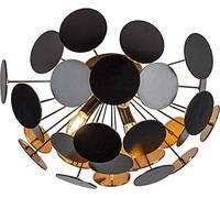 Trio Leuchten Plafonnier Discalgo 609900332 - En métal noir mat - Avec disques en plastique noir/doré - Non inclus 3 ampoules E14-54 x 54 x 30 cm - Noir mat/doré