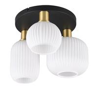Trio Leuchten Plafonnier DIVA 619800308, Métal Laiton/Noir mat, Verre Blanc, excl. 3x E27