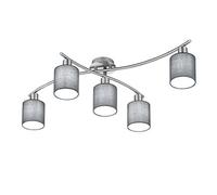Trio Leuchten Plafonnier Garda 605400511 Nickel mat, E14, abat-jour en tissu gris, 44,2 x 75 x 22 cm