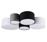Trio Leuchten Plafonnier Hotel 693900517, abat-jour en tissu blanc/noir/gris, sans 1 ampoule E27