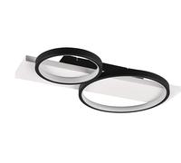 Trio Leuchten Plafonnier LED Medera 643810232, Métal Noir Mat, Bois Blanc, avec LED 26 Watt, Interrupteur Dimmer