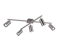 Trio Leuchten Plafonnier Marley 612400507 - En métal nickel mat - 5 ampoules - Sans 1 ampoule GU10