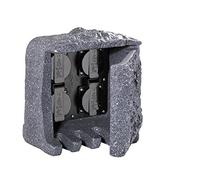 Trio-Leuchten Bloc de 4 prises Prise Pierre pour l'extérieur Imitation pierre 20 x 19 x 20 cm Gris