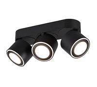 Trio Leuchten SLV Taurus 652910332 Plafonnier à encastrer en métal noir mat 3 x 3,5 W + 3 x 1,5 W