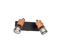 Trio Leuchten Spot Tosh 804370232, métal, noir mat, bois, sans 2 ampoules E14