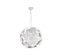 Trio Leuchten Suspension Discalgo 309900631, en métal blanc mat, vitres en plastique blanc/argenté, 6 ampoules E14, 54 x 54 x 150 cm