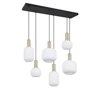 Trio Leuchten Suspension DIVA 319800608, Métal Laiton/Noir mat, Verre Blanc, excl. 6x E27