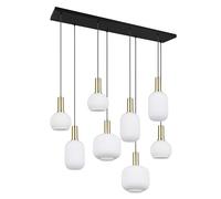 Trio Leuchten Suspension DIVA 319800808, Métal Laiton/Noir mat, Verre Blanc, excl. 8x E27