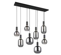 Trio Leuchten Suspension DIVA 319800832, métal noir mat, verre chrome vaporisé, excl. 8x E27
