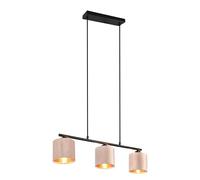 Trio Leuchten Suspension Julieta 319000344, métal noir mat, abat-jour beige velours/doré, excl. 3x E14