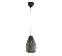 Trio Leuchten Suspension Onyx 301300142, métal, anthracite/intérieur doré, câble revêtu de tissu noir