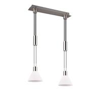 Trio Leuchten Suspension Stanley 319500207, métal nickel mat, verre blanc, sauf 2x E27