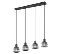 Trio Leuchten Suspension TARIFA 362800432, métal noir mat, verre chrome vaporisé, excl. 4x E27