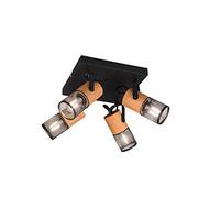 Trio-Leuchten Tosh 804300432 Spot en métal noir mat et bois avec 4 ampoules E14