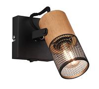 Trio Leuchten Tosh 804370132 Spot en métal noir mat et bois sauf 1 ampoule E14