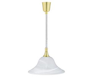Trio Leuchten Train Lampe suspension Laiton mat/Verre d'albâtre blanc 301700108