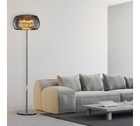 Trio Vapore Lampadaire Moderne À 4 Lumières En Verre Chromé Avec Interrupteur Au Pied Gris