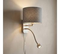 Trio Lighting Applique murale Hotel, gris, Chambre à coucher, Métal, Moderne, Applique Murale Tissu