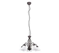 Trio, Lustre, Rustica 5xE14, max.40,0 W Verre, Blanc, Corps: Métal, Rouille Ø:60,0cm, H:150,0cm IP20,Sans illuminant,Source lumineuse remplaçable p