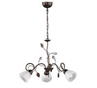 TRIO, Lustre, Traditio 3xE14, max.40,0 W Verre, Albâtre, Corps: metal, Rouille antique Ø:70,0cm, H:150,0cm IP20