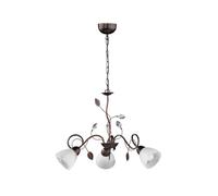 TRIO, Lustre, Traditio 3xE14, max.40,0 W Verre, Albâtre, Corps: metal, Rouille antique Ø:70,0cm, H:150,0cm IP20