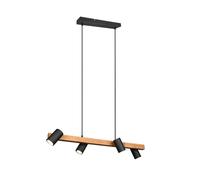 Trio Marley Plafonnier Suspendu Moderne À 4 Lumières, Noir Mat, Bois Multicolore