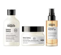 Trio Metal Detox - L'Oréal - Cheveux Colorés - Shampoing Anti-Métal - Masque Protecteur - Huile 10-en-1