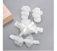 TRIO NAISSANCE BEBE FILLE CADEAU CHAUSSON BANDEAU REF21 Label