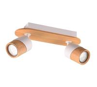Trio Plafonnier ARUNI 801100231, métal blanc mat, bois naturel, excl. 2 x GU10