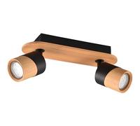 Trio Plafonnier ARUNI 801100232, métal noir mat, bois naturel, excl. 2 x GU10