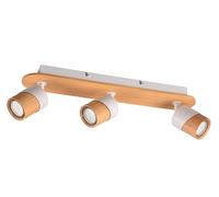 Trio Plafonnier ARUNI 801100331, métal blanc mat, bois naturel, excl. 3 ports GU10