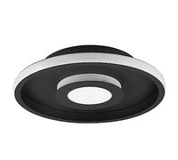 Trio, Plafonnier, Ascari incl. 1 x LED,SMD,28,0 Watt,3000K,3200 Lm. Plastique, Blanc, Corps: Métal, noir mat Ø:30,0cm, H:6,8cm,IP44,