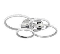 Plafonnier LED dimmable Plafonnier chromé Cristaux Lampe design anneaux pivotants, 27W 3400lm blanc neutre, LxHxP 65 x 8 x 49 cm