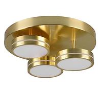 TRIO, Plafonnier, Franklin incl. 3 x LED,SMD,8,5 Watt,3000K,1000 Lm. Plastique, Blanc, Corps: Métal, Laiton mat Ø:35,0cm, H:13,0cm Réglable avec interrupteur,IP20