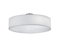 TRIO, Plafonnier, Hotel 3xE27, max.60,0 W Tissu, Blanc, Corps: metal, Nickel mat Ø:50,0cm, H:20,5cm IP20